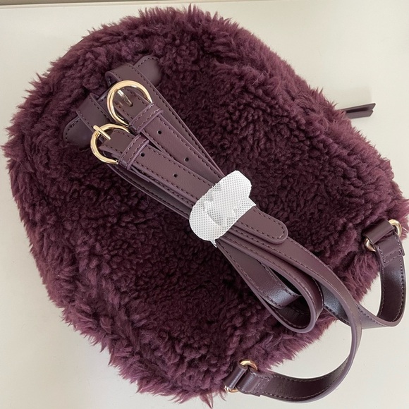 Express Teddy Fabric Plush Zip Up Purple Backpack with Adjustable Straps NWT - Picture 13 of 14